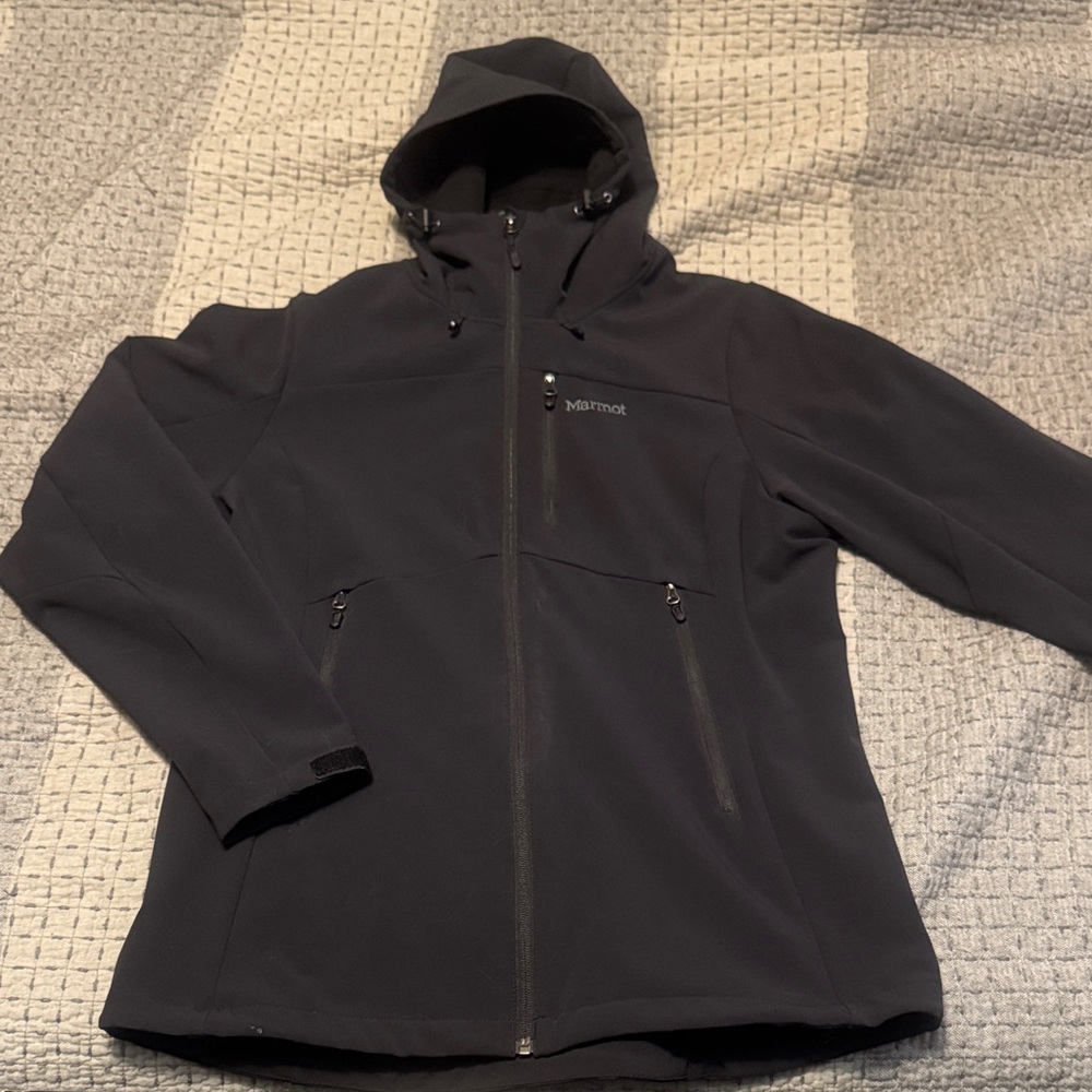 Marmot Black Hooded Soft-Shell Jacket